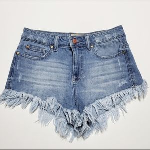 Celebrity Pink Frayed High Waist Demin Shorts Size 3 /26